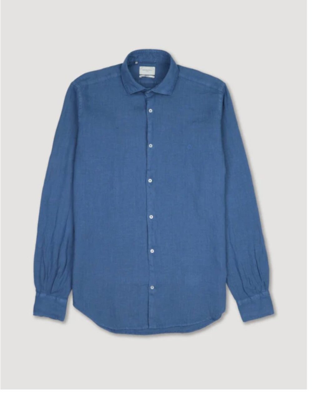 Brooksfield Torino 1971 Made in Italy Mens 100% Linen Blue Slim Fit Shirt